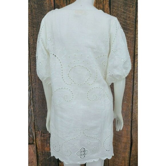 New Spell & The Gypsy Collective Lala Linen Shift Dress Womens Small White Tunic - Picture 5 of 12